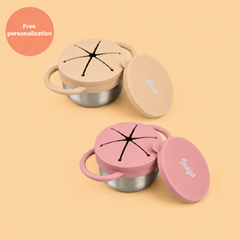 Theoni Stainless Steel Snack Cups - Beige and Pink