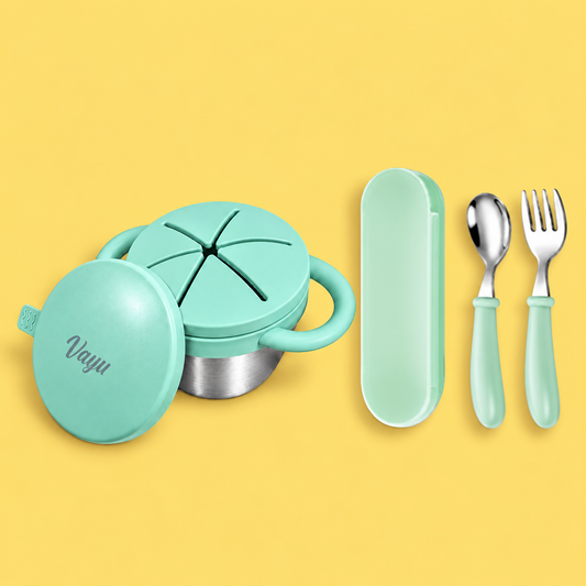 THEONI Snack Cup & Spoon-Fork Combo - Green