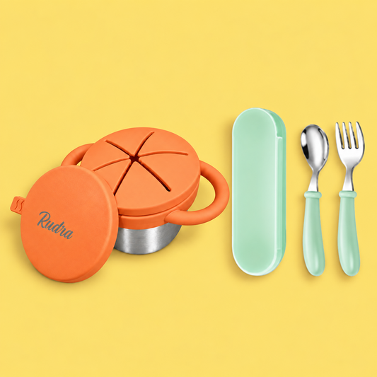 kids snack cup and cutlery