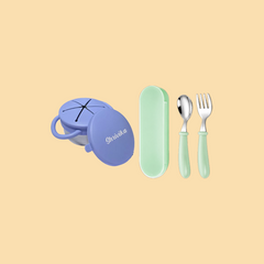 THEONI Snack Cup & Spoon-Fork Combo - Periwinkle