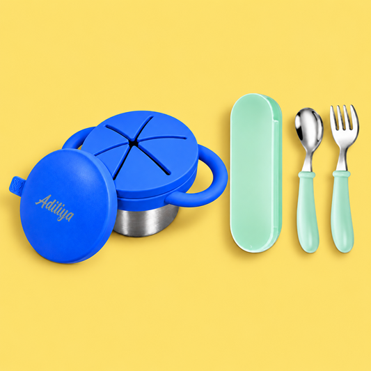 THEONI Snack Cup & Spoon-Fork Combo - Milo Blue