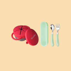 THEONI Snack Cup & Spoon-Fork Combo - Red