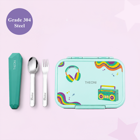 Duo Steel Kids Lunch Box & On-the-Go Cutlery Set – Green