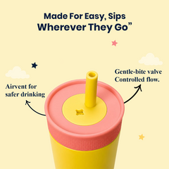 Theoni Star Kids Stainless Steel Insulated Tumbler | 355ml | BPA-Free, Travel Friendly – Turquoise and Yellow