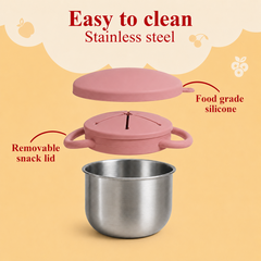 Theoni Stainless Steel Snack Cups - Beige and Pink