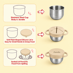 Theoni Stainless Steel Snack Cups - Beige and Pink