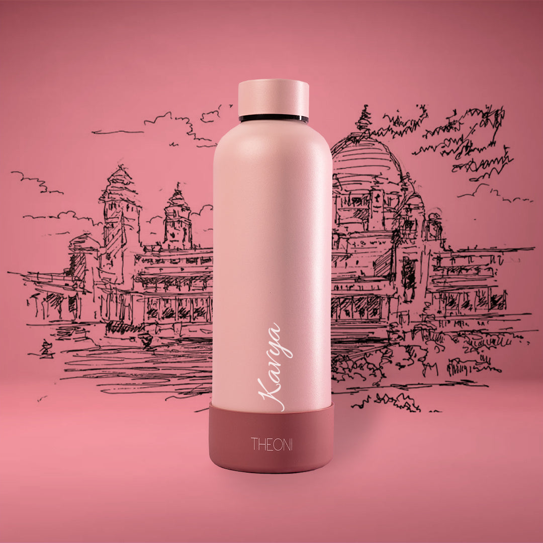 Theoni stainless Steel Double Walled Insulated Thermos Flask / Insulated Water Bottle| 24 Hours Hot & Cold |Leak Proof| Easy to Carry School And Travel Bottle - Pretty Peach  (500ml)