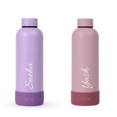 Theoni stainless Steel Double Walled Insulated Thermos Flask / Insulated Water Bottle| 24 Hours Hot & Cold |Leak Proof| Easy to Carry School And Travel Bottle - Playful Purple & Pretty Peach (Set of 2)   (500ml)