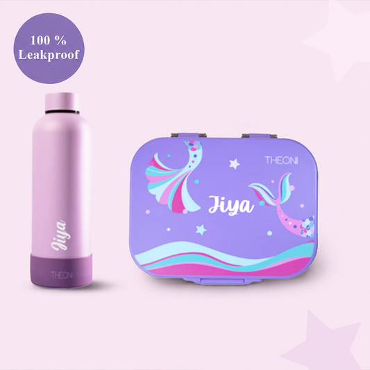Bento Joy Leakproof Lunch Box + Insulated Water Bottle Combo - Purple