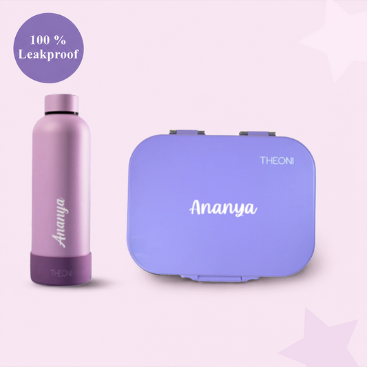 Bento Joy Leakproof Lunch Box + Insulated Water Bottle Combo - Purple