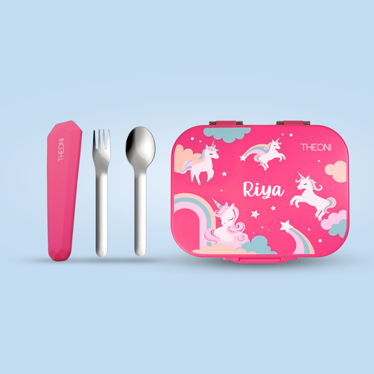Bento Joy Leakproof Lunch Box + On-the-Go Cutlery Set Combo- Winx Pink