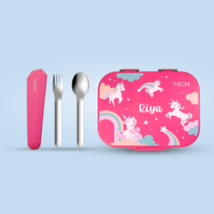Bento Joy Leakproof Lunch Box + On-the-Go Cutlery Set Combo- Pink