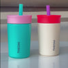 Theoni Kids Stainless Steel Insulated Tumbler with Silicon Straw & Cleaning Brush | 355ml | Leak-Proof, BPA-Free, Travel Friendly – Beige and Pink