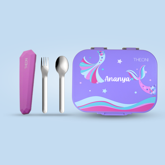 Bento Joy Leakproof Lunch Box + On-the-Go Cutlery Set Combo- Pixi Purple