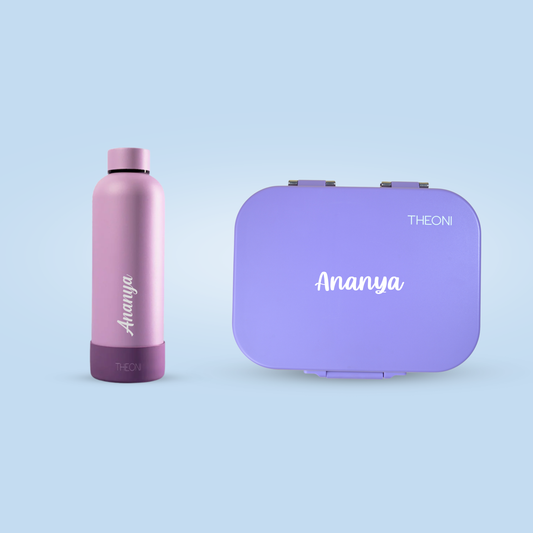 Bento Joy Leakproof Lunch Box + Insulated Water Bottle Combo - Purple