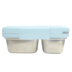 Duo Steel 2-Compartment Lunch Box – Fun, Fresh & Colorful Stereo Green Microwave safe Edition for Kids | Durable & School-Ready