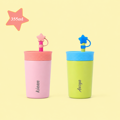 Theoni Star Kids Stainless Steel Insulated Tumbler | 355ml | BPA-Free, Travel Friendly – Pink and Green
