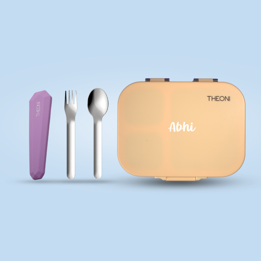 Bento Joy Leakproof Lunch Box + On-the-Go Cutlery Set Combo- Yellow