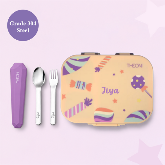 Bento Joy Leakproof Lunch Box + On-the-Go Cutlery Set Combo- Combo Color