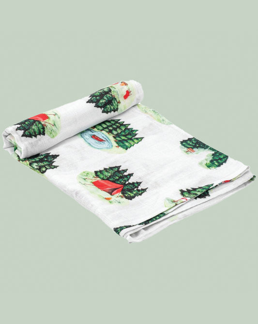 Theoni 100% organic cotton muslin swaddles - Little Camper