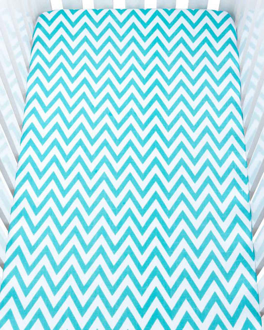 Theoni Chevron Love Fitted Crib Sheet - 100% Organic Cotton Muslin Cot Sheet, Super Soft, Breathable, Smooth, Absorbent, Twill Fabric For Infants, Newborns, Babies & Toddlers