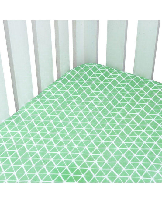 Theoni Aztec Green Fitted Crib Sheet - 100% Organic Cotton Muslin Cot Sheet, Super Soft, Breathable, Smooth, Absorbent, Twill Fabric For Infants, Newborns, Babies & Toddlers