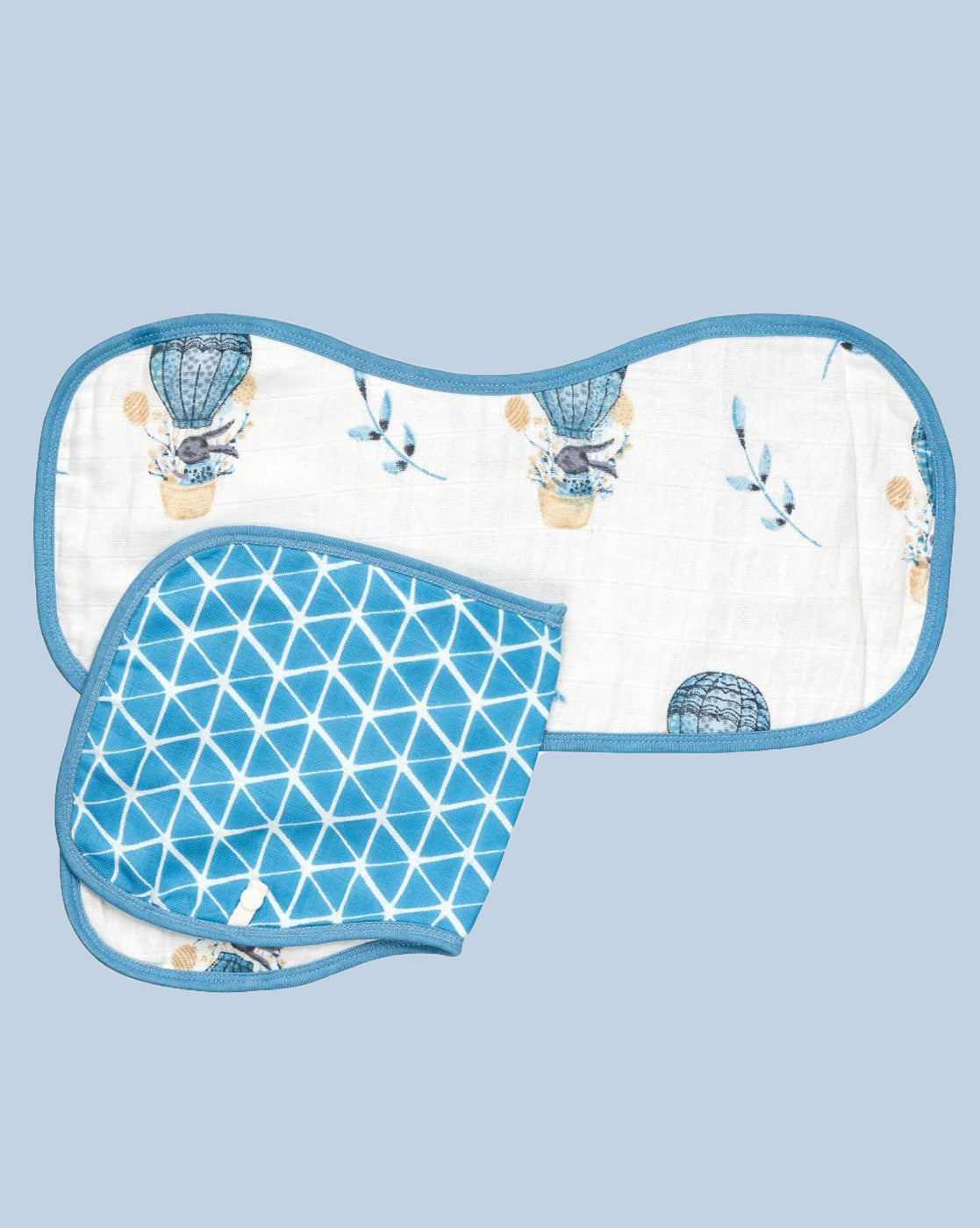 Theoni Organic Muslin 3 Layers Burpy Bib(Set of 2) - Cappadocia Dreams-Blue