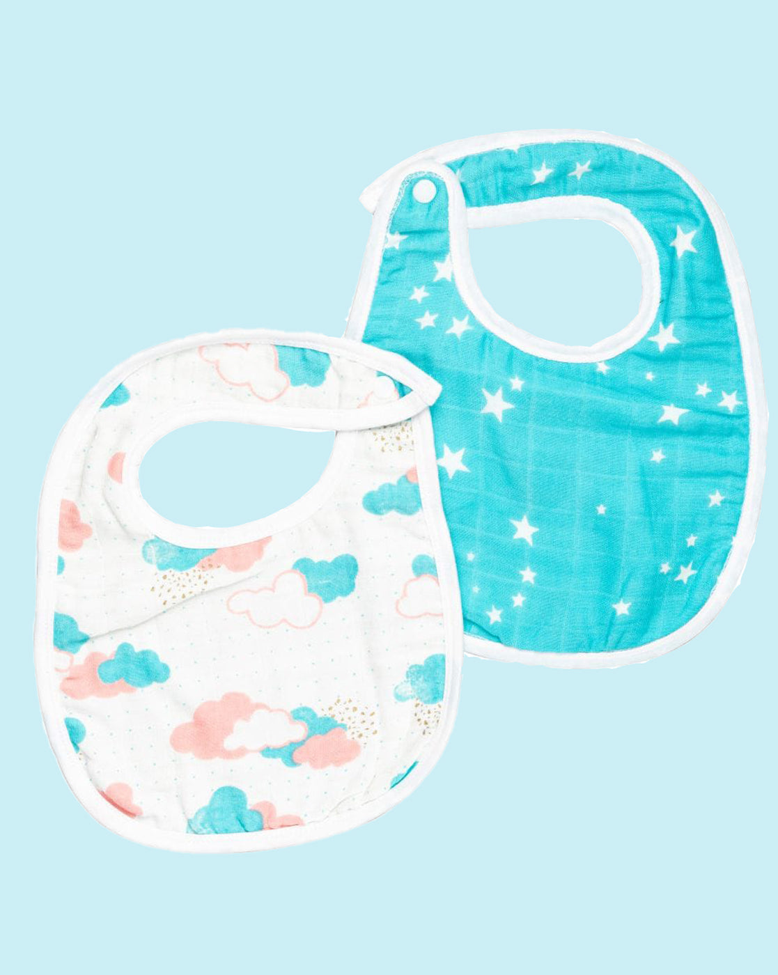 Theoni Organic Muslin Snap Bibs(Set of 2)- Miami Skies