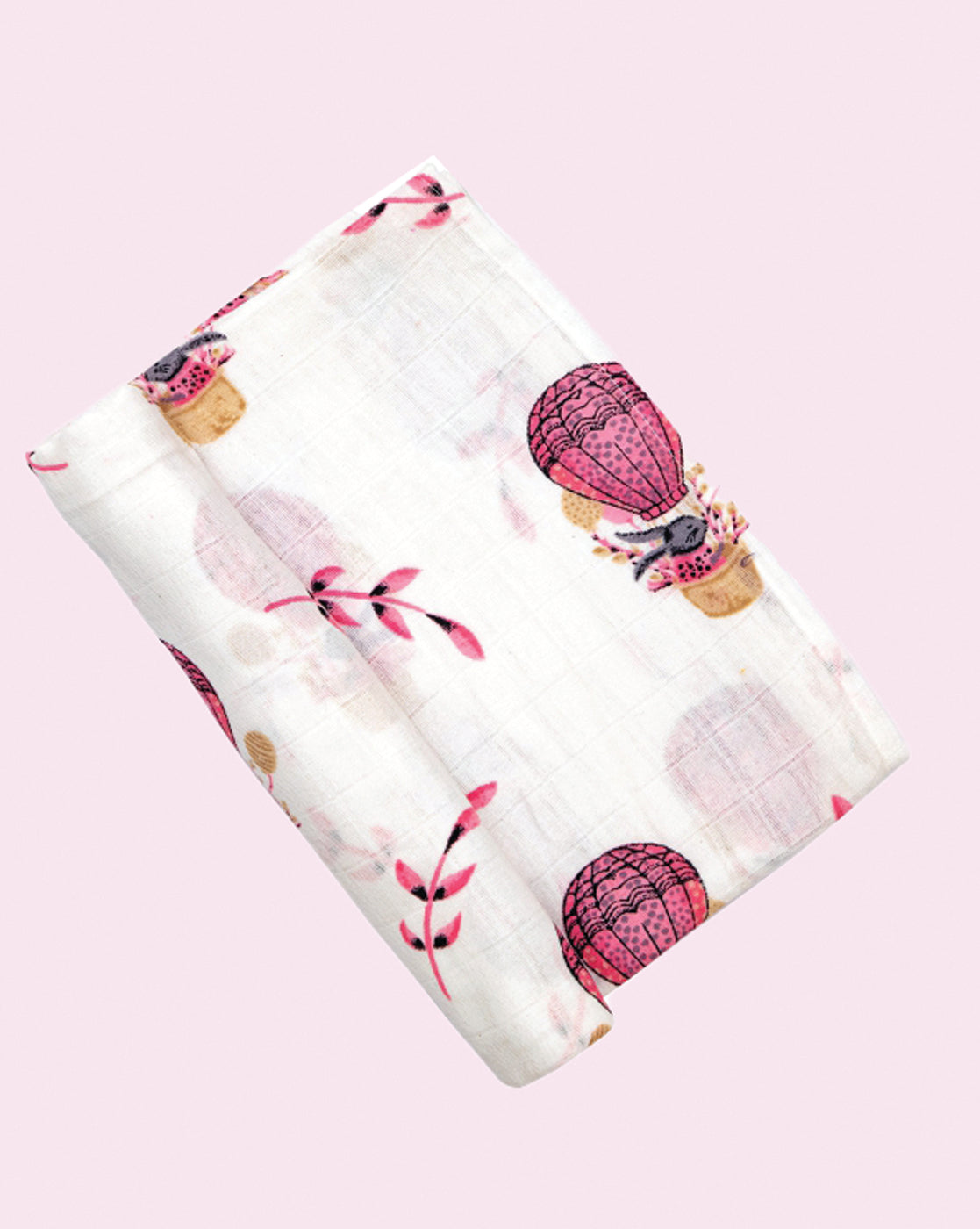 Theoni 100% organic cotton muslin swaddle (Set of 2) -Cappadocia Dreams Pink