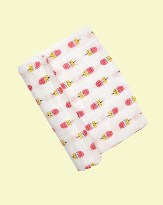 Theoni 100% organic cotton muslin swaddle-Popsicle Fun Pink