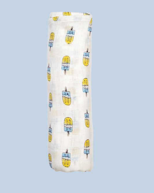 Theoni 100% organic cotton muslin swaddle-Popsicle Fun Blue