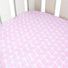 Theoni Aztec Pink Fitted Crib Sheet - 100% Organic Cotton Muslin Cot Sheet, Super Soft, Breathable, Smooth, Absorbent, Twill Fabric For Infants, Newborns, Babies & Toddlers