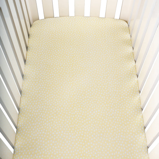 Theoni Sunflower Polka Fitted Crib Sheet - 100% Organic Cotton Muslin Cot Sheet, Super Soft, Breathable, Smooth, Absorbent, Twill Fabric For Infants, Newborns, Babies & Toddlers