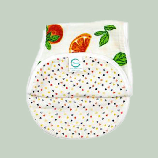 Theoni Organic Muslin 3 Layers Burpy Bib - Orange Blossoms