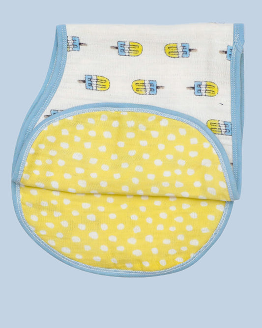 Theoni Organic Muslin 3 Layers Burpy Bib - Popsicle Fun Blue