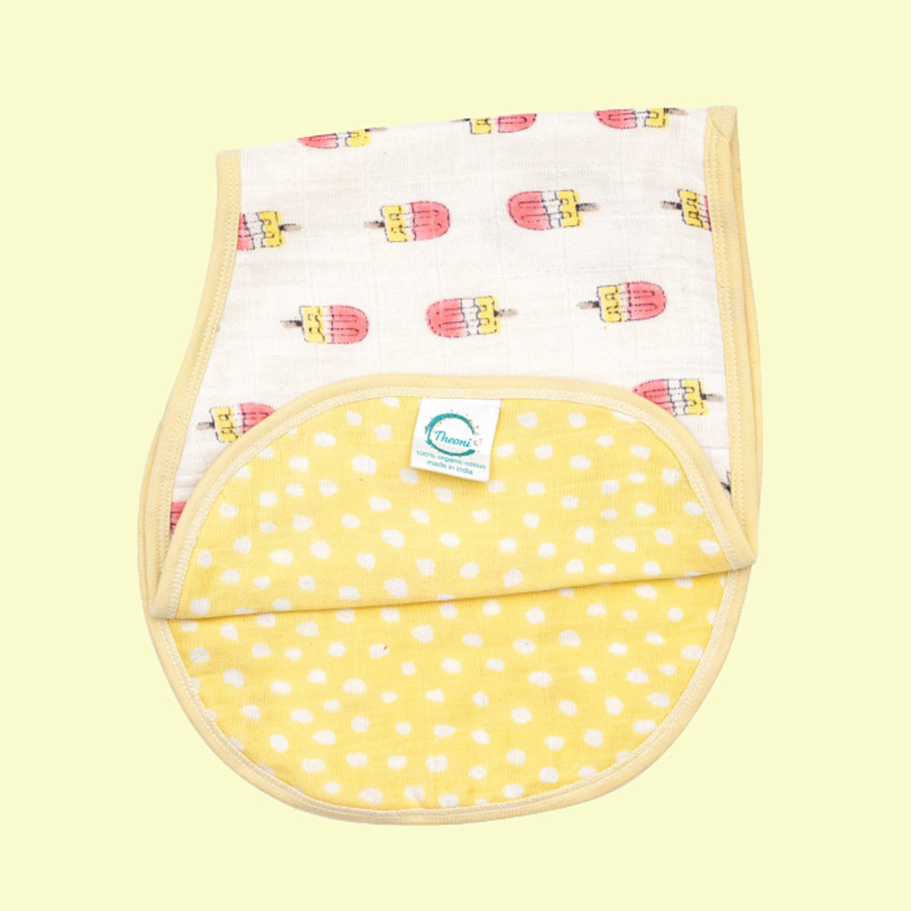 Theoni Organic Muslin 3 Layers Burpy Bib - Popsicle Fun Pink