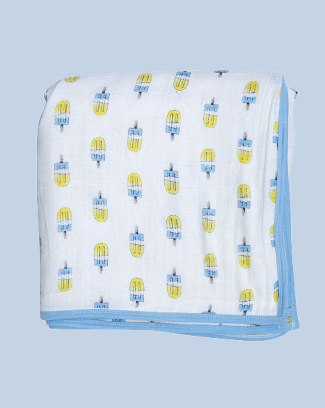 Theoni 100% Organic muslin reversible Snuggle Blankets-Popsicle Fun Blue
