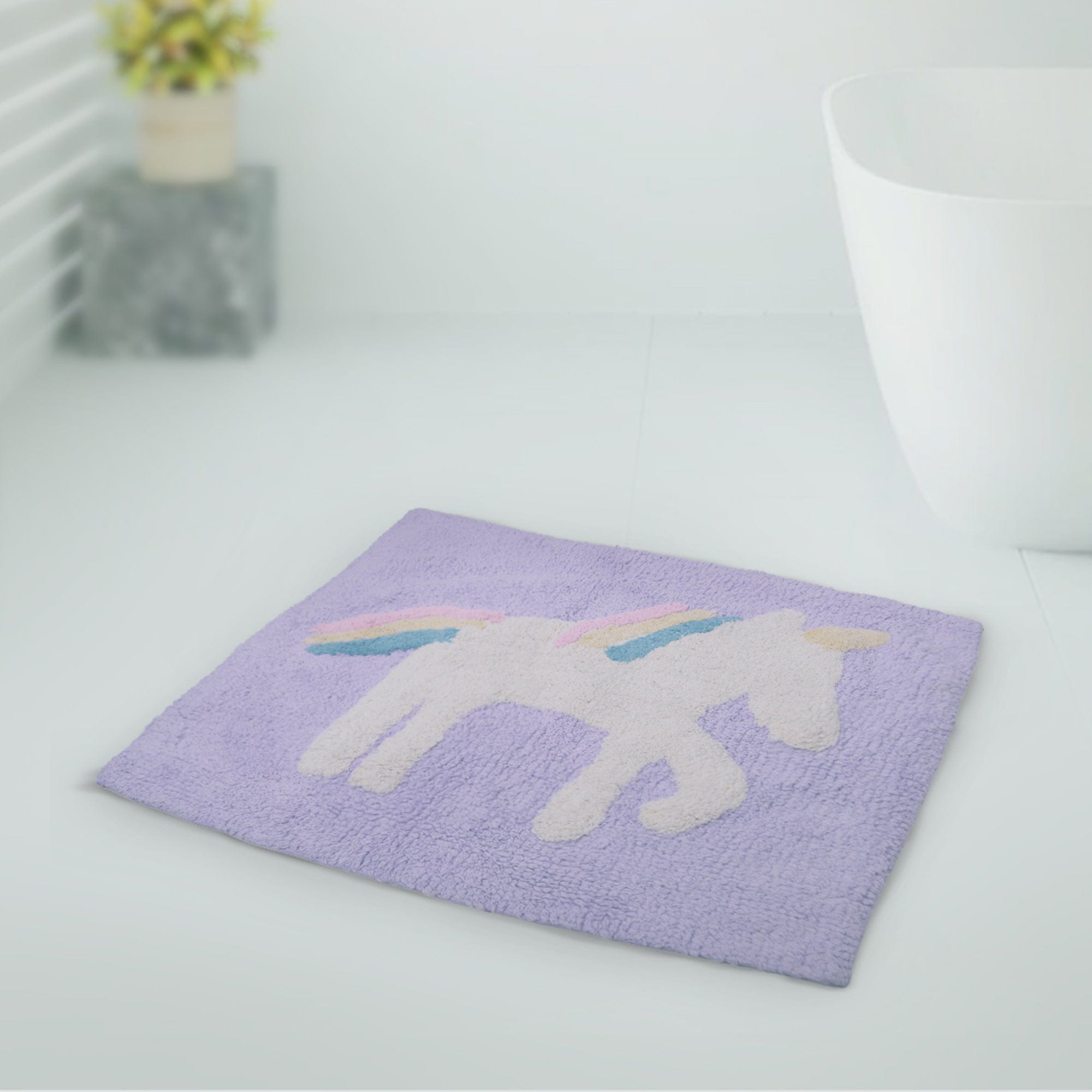 Unicorn Pink Bathroom Rugs - Cotton Bath Mat / Kids Rugs Absorbent and Washable Bath Rug Non-Slip, fluffy Rugs for Bathroom Floor, Shower, Sink, Door (19" x 25")