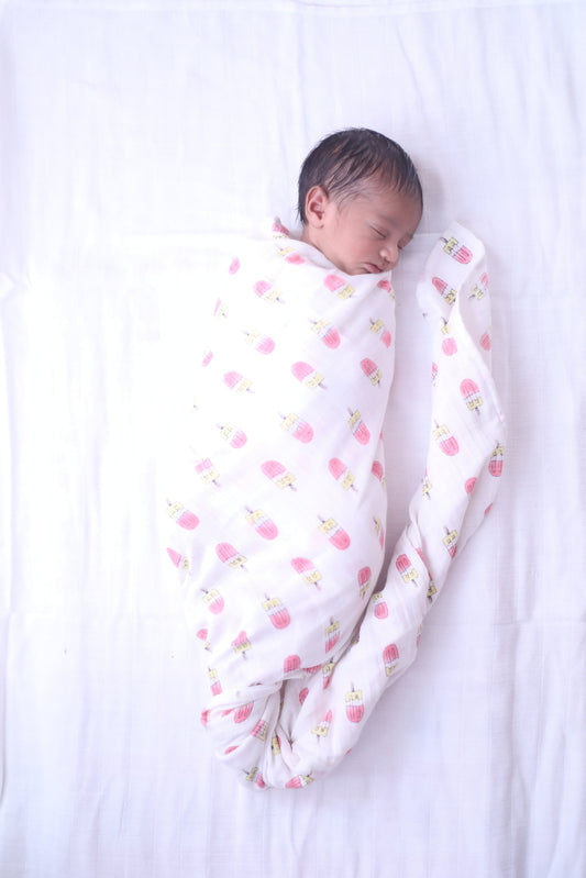 Theoni 100% organic cotton muslin swaddle-Popsicle Fun Pink