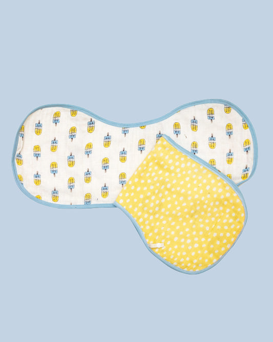 Theoni Organic Muslin 3 Layers Burpy Bib(Set of 2) - Popsicle Fun Blue